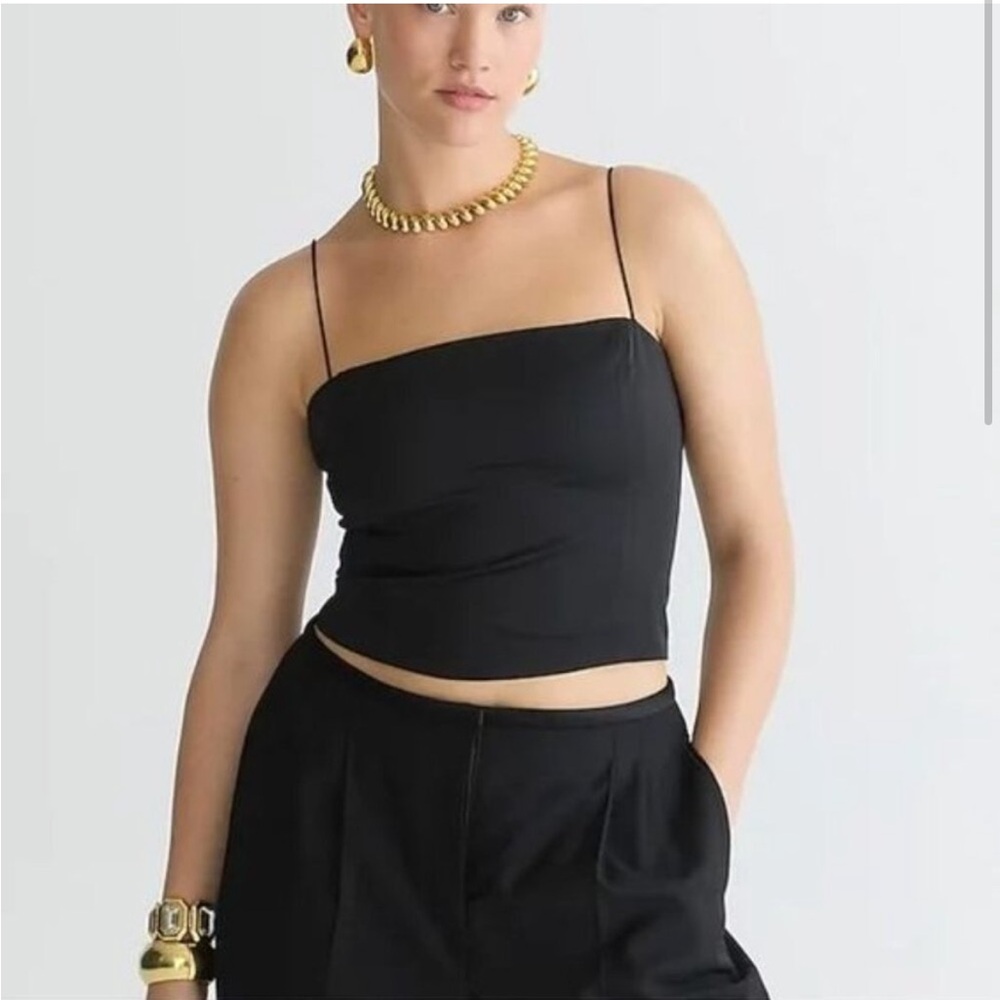 J. Crew Bustier Top in Stretch Satin - Black Size 12